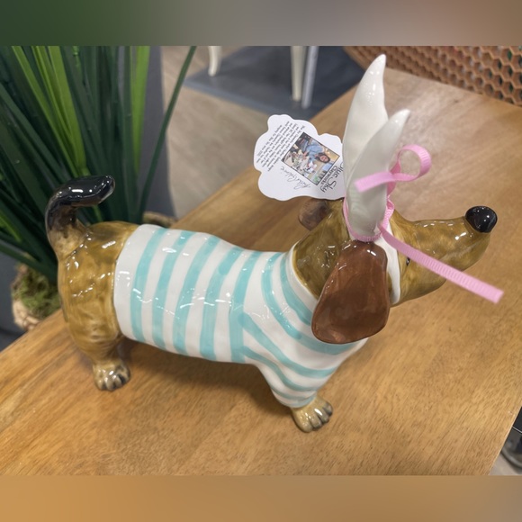 Blue Sky Clayworks Easter Dachshund Bunny Blue & White Sweater NWT - Picture 3 of 5